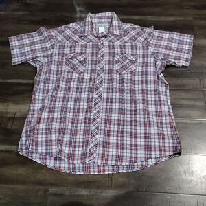 Wrangler Shirt XXL Tall Wrancher Pearl Snap Cowboy Western Plaid Y2K